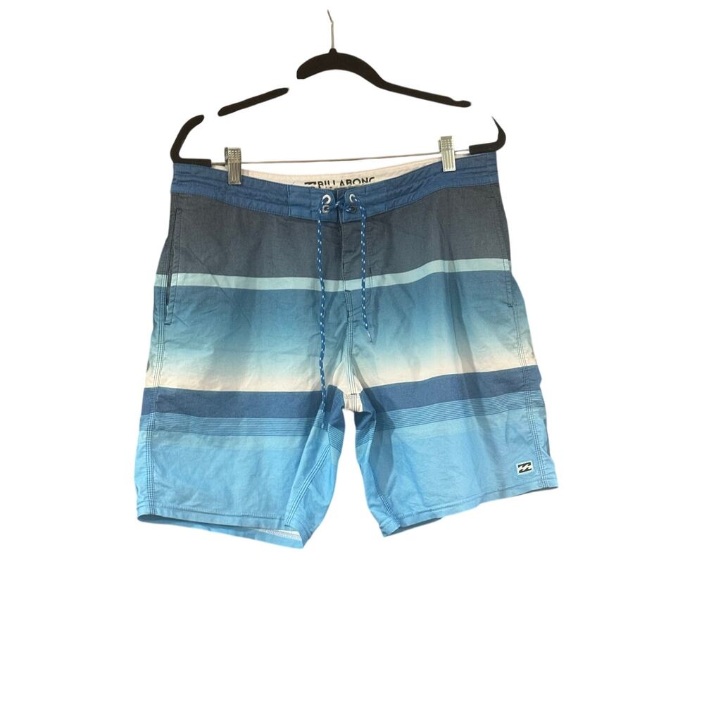 Billabong Lo Tides Boardshorts Men’s Blue Stripe Swim Trunks 9” Inseam 34” Waist
